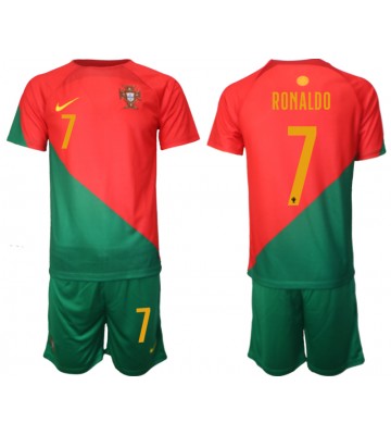 Portugal Cristiano Ronaldo #7 Replica Home Stadium Kit for Kids World Cup 2022 Short Sleeve (+ pants)
